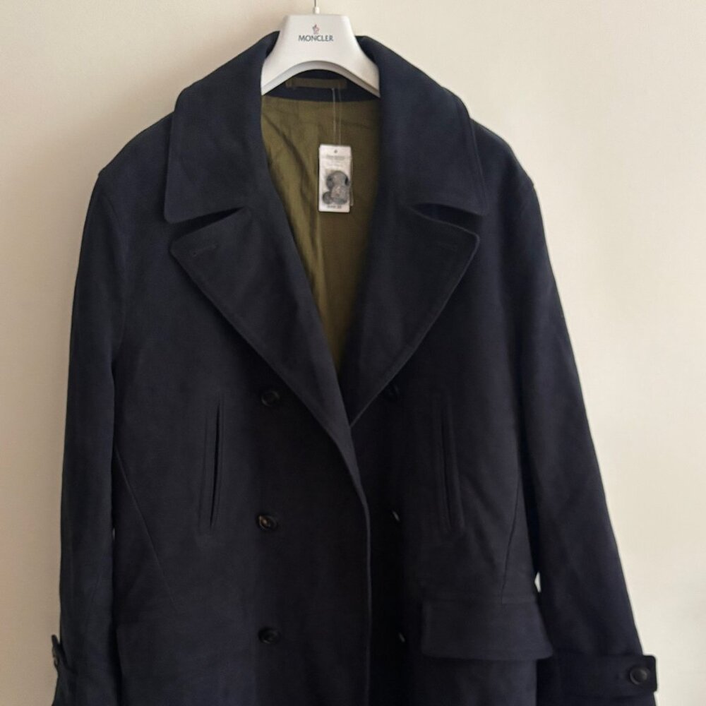 BNWT USD$998 Todd Snyder Double Breasted Moleskin Overcoat- Midnight Navy — XXL